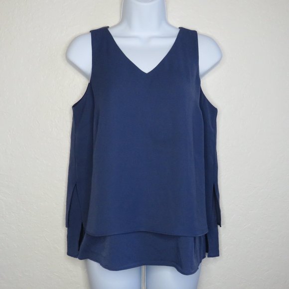 Banana Republic* Women's Sleeveless V-Neck Layered High/Low Hem Blouse~ Small - Picture 1 of 10